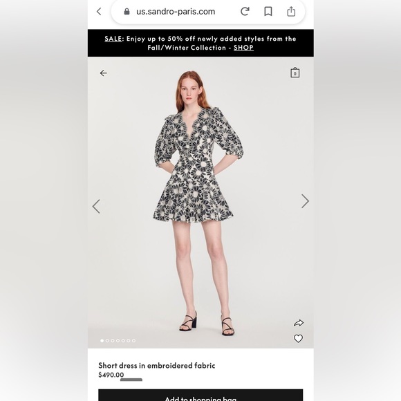 ❌SOLD OUT❌💚🍦NEW WITH TAGS🍦💚Maje dress in embroidered fabric size 36 US 2/4 - Picture 2 of 9